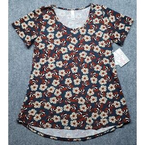 LulaRoe Classic T-Shirt Womens S Multicolor Floral Round Neck Short Sleeve New